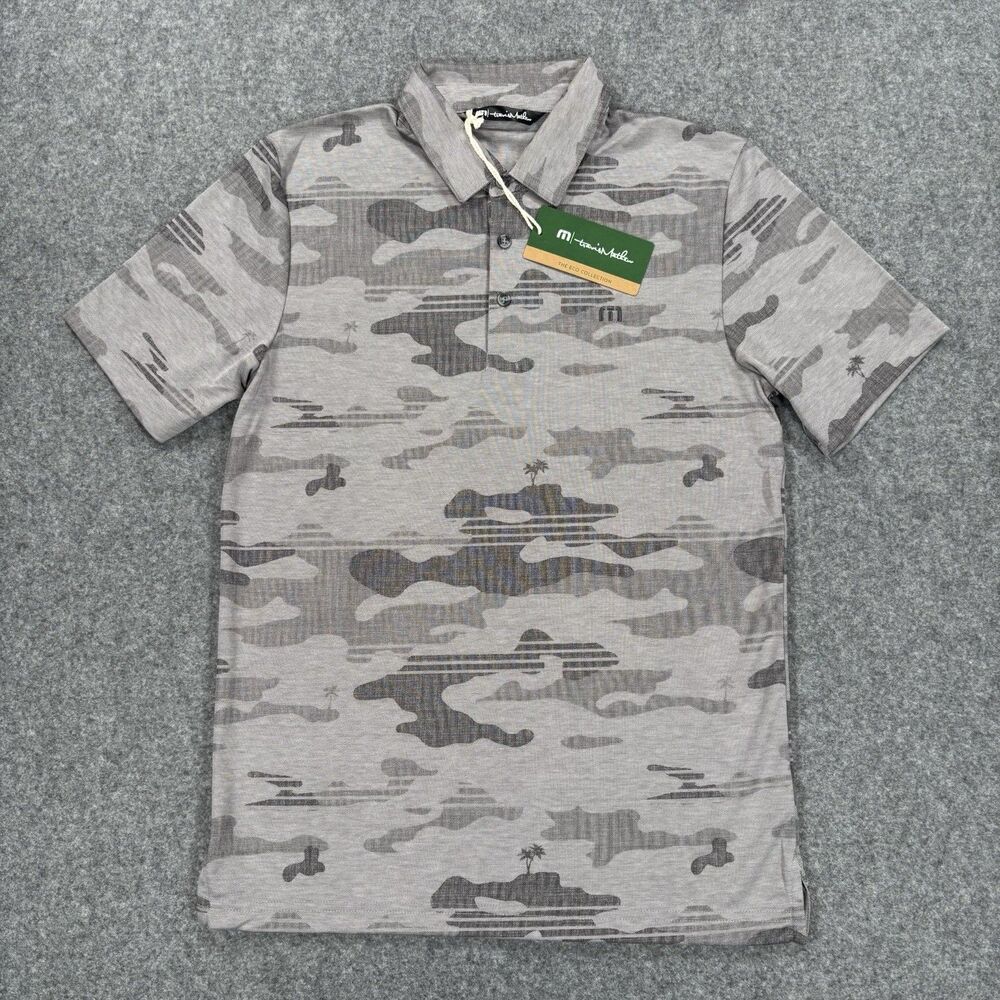 Travis Mathew Beachside Stealth Polo Shirt Men’s Small S Gray Camo $99